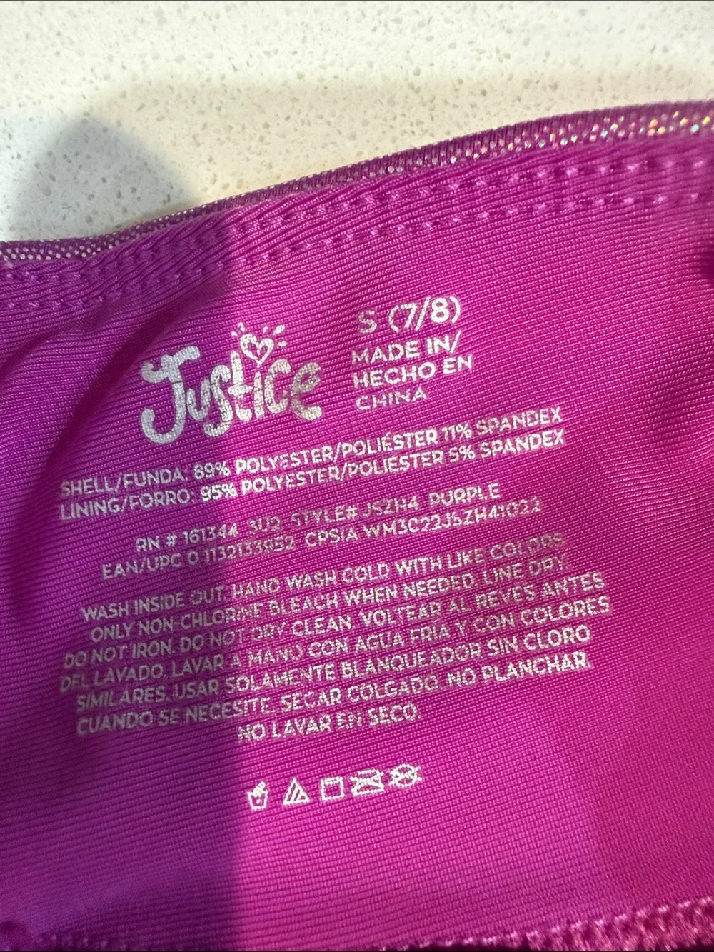 Justice Girls Shimmery Purple Holographic Athletic Shorts